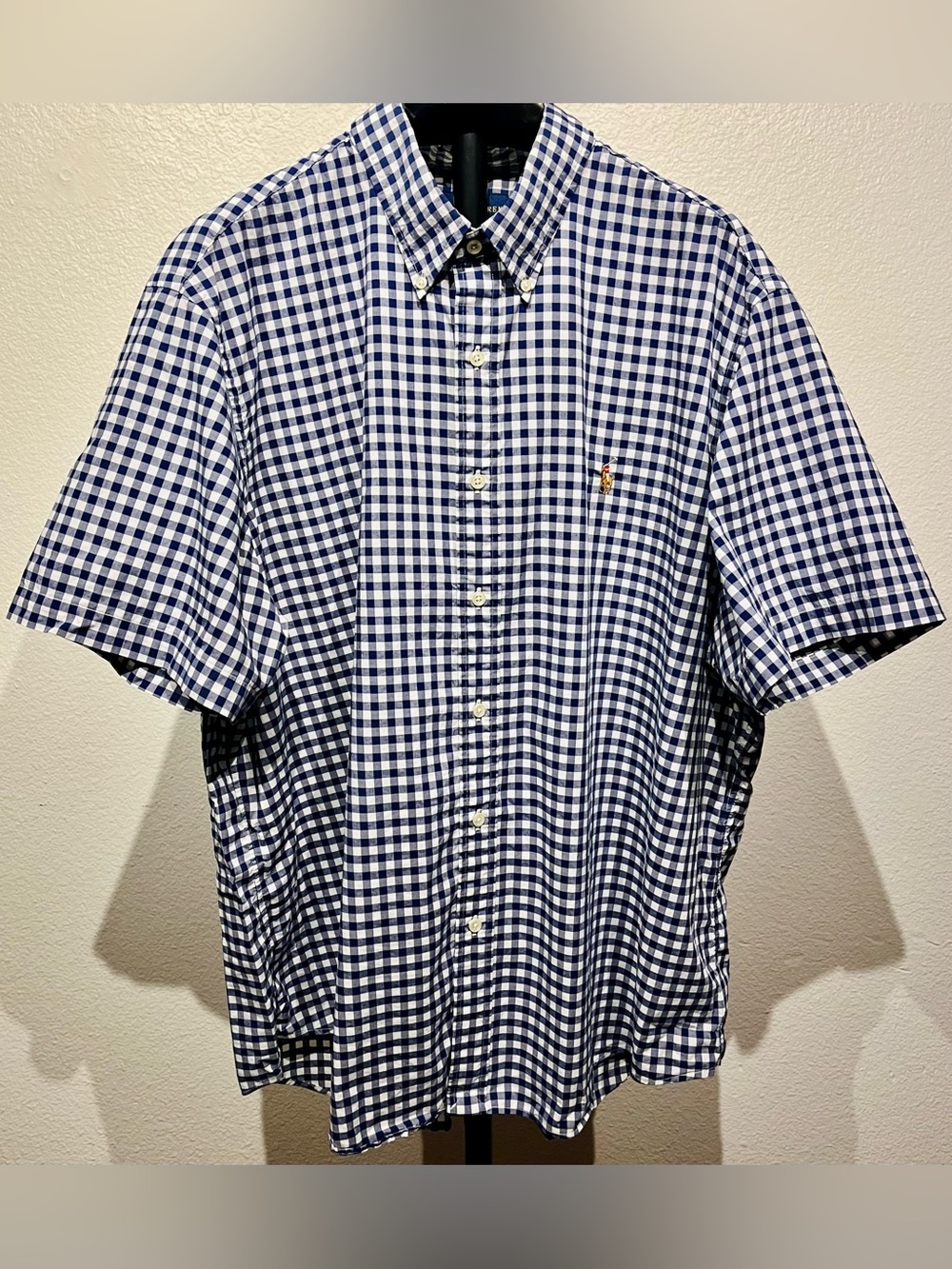 Ralph Lauren Navy and White Gingham Button-Down Shirt - Size XXL (Men’s)